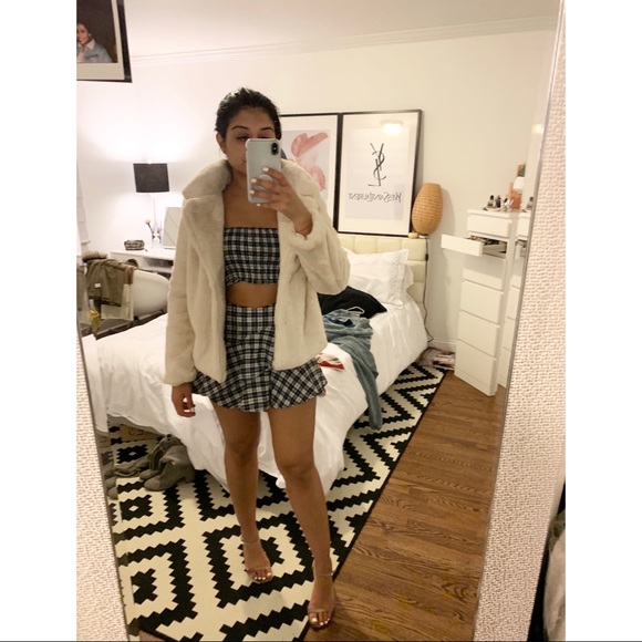 VINTAGE Jou Jou Cozy Faux White Fur Collar Jacket - Picture 5 of 10